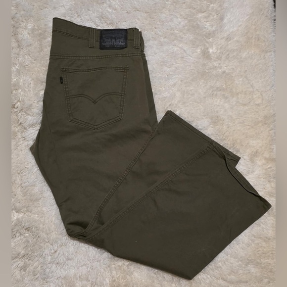 Levis 569 Men’s Loose Straight Army Green Black Label Levi's Denim Jeans EUC - Picture 3 of 6